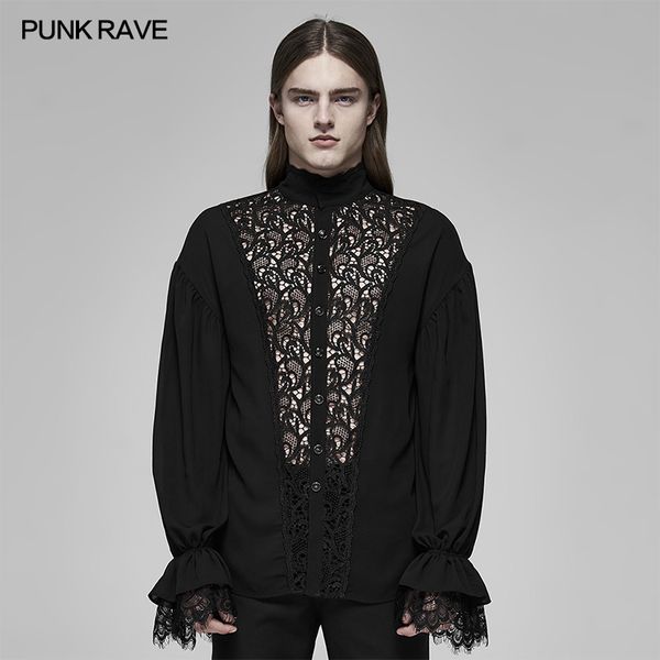 punk rave men's rococo see-through flower pattern long sleeve shirt gothic lace flare cuff stage performance party thin blouse, White;black
punk rave men's rococo see-through flower pattern long sleeve shirt gothic lace flare cuff stage performance party thin blouse, White;black