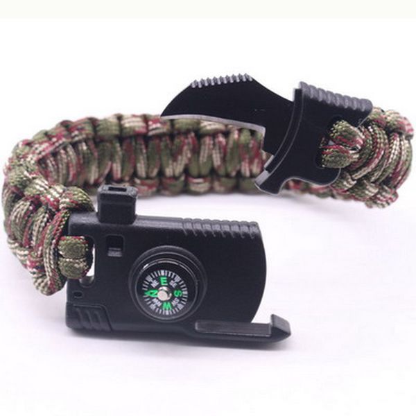 outdoor men women paracord outdoor camping rescue rope bangles compass whistle knife, Black
outdoor men women paracord outdoor camping rescue rope bangles compass whistle knife, Black