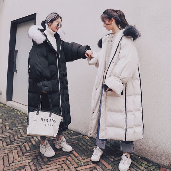 p shoot black and white selvage hooded large fur collar over-the-knee long down coat women's large quilt-thick cotton-padded, Blue;black
p shoot black and white selvage hooded large fur collar over-the-knee long down coat women's large quilt-thick cotton-padded, Blue;black