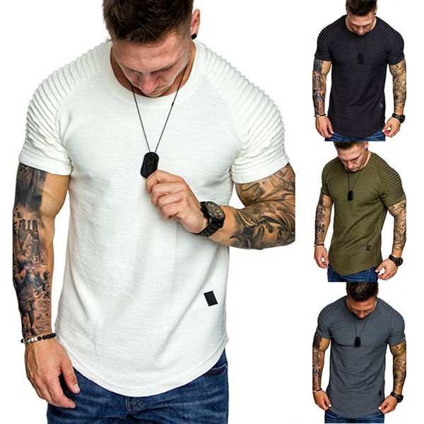 men's european style men's short sleeve t - shirt personality shoulder fold design crew neck short sleeve, White;black
men's european style men's short sleeve t - shirt personality shoulder fold design crew neck short sleeve, White;black