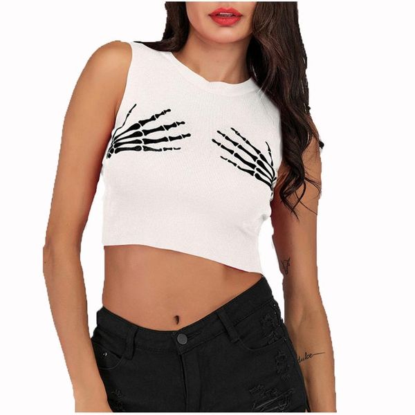 home&nest sleeveless crop ghost bone hand print short tank streetwear summer beach party women slim fit short top, White
home&nest sleeveless crop ghost bone hand print short tank streetwear summer beach party women slim fit short top, White