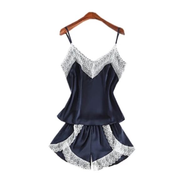 herislim women's sleepwear silk pajamas sets lingerie lace patchwork cami and shorts two pieces summer pyjamas home clothes, Blue;gray
herislim women's sleepwear silk pajamas sets lingerie lace patchwork cami and shorts two pieces summer pyjamas home clothes, Blue;gray