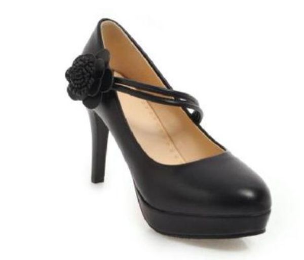 women's shoes in spring and autumn high fine heel round head waterproof table flower@674, Black
women's shoes in spring and autumn high fine heel round head waterproof table flower@674, Black