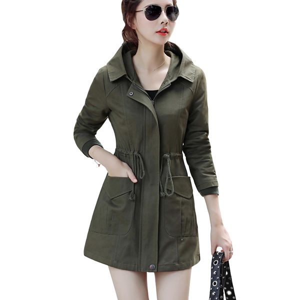 2019 spring new windbreaker femme women casual pocket trench coat with elastic band medium-long outerwear hooded overcoat l250, Tan;black
2019 spring new windbreaker femme women casual pocket trench coat with elastic band medium-long outerwear hooded overcoat l250, Tan;black