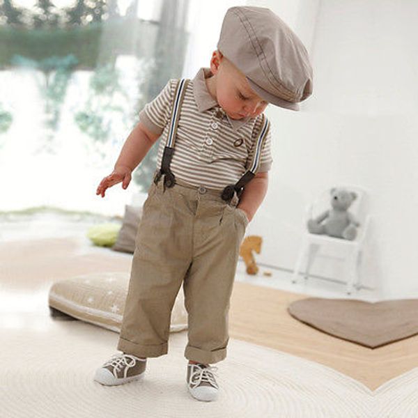 3pcs baby boy clothes strips pants braces gentleman outfit set 0 to 5y, White
3pcs baby boy clothes strips pants braces gentleman outfit set 0 to 5y, White