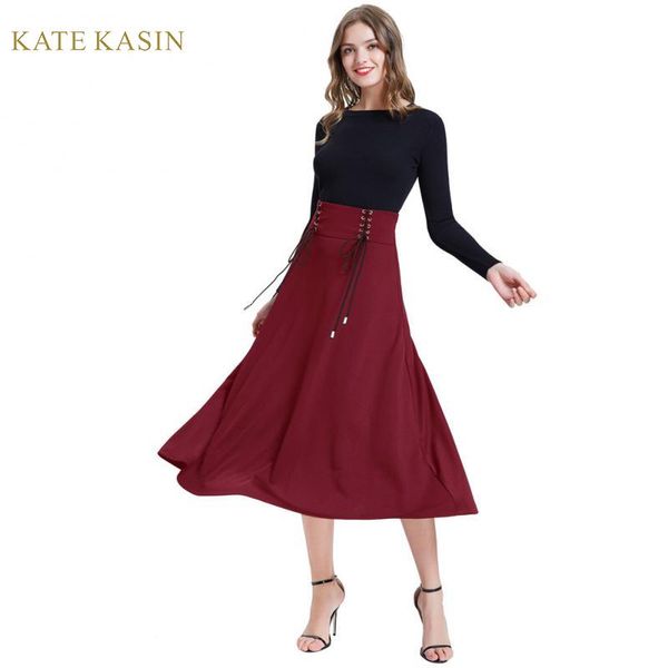 kk retro women's lace-up front skirt colombian style high waist flared a-line elegant casual solid color skirt, Black
kk retro women's lace-up front skirt colombian style high waist flared a-line elegant casual solid color skirt, Black
