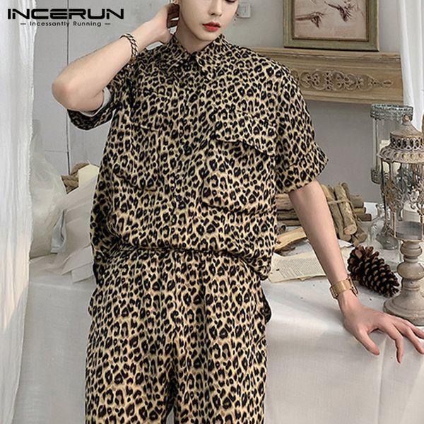 men's tracksuits incerun men leopard printed sets casual short sleeve long pants chic party pockets shirts fashion suits streetwear s-5, Gray
men's tracksuits incerun men leopard printed sets casual short sleeve long pants chic party pockets shirts fashion suits streetwear s-5, Gray