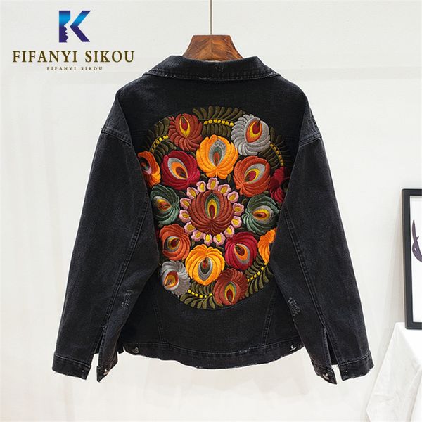 fashion floral embroidery denim jacket women long sleeve casual vintage jackets coat 2019 autumn new loose jeans jacket women, Black;brown
fashion floral embroidery denim jacket women long sleeve casual vintage jackets coat 2019 autumn new loose jeans jacket women, Black;brown