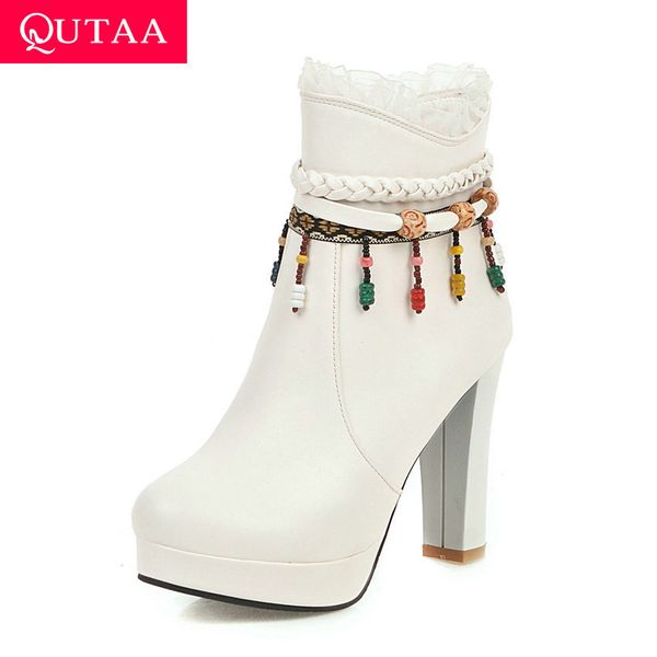 qutaa 2020 platform round toe square high heel mid calf boots pu leather ethnic tassel zipper leisure women shoes size 34-43, Black
qutaa 2020 platform round toe square high heel mid calf boots pu leather ethnic tassel zipper leisure women shoes size 34-43, Black
