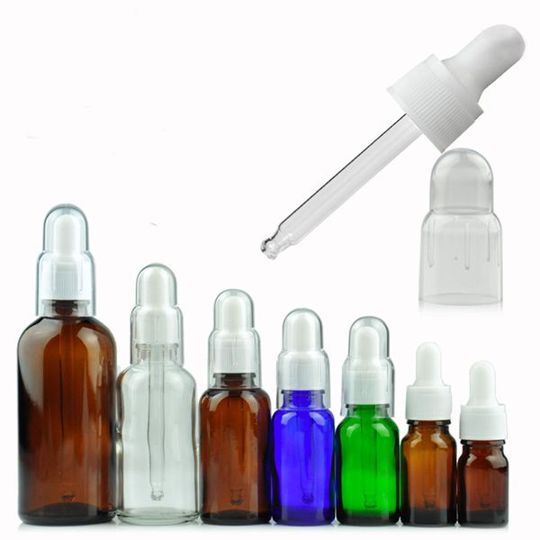 Dropper Bottle Empty Glass Vials Various Specifications Essential Oil Refillable Bottle Transparent Cover Cosmetic Container