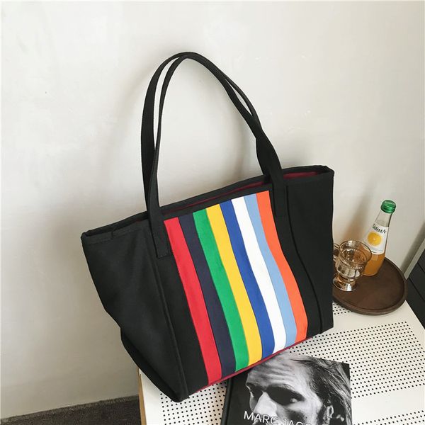 large capacity shoulder bag the rainbow stripe 100% cotton leisure bag shopping for women female package
large capacity shoulder bag the rainbow stripe 100% cotton leisure bag shopping for women female package