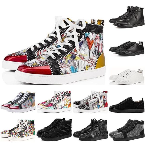 2020 r sneakers red bottom shoe high cut suede spike luxury shoes for men and women shoes party wedding crystal leather sneakers, Black
2020 r sneakers red bottom shoe high cut suede spike luxury shoes for men and women shoes party wedding crystal leather sneakers, Black