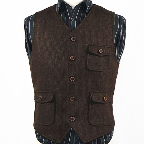 dark brown groom vest wedding wool herringbone tweed vests custom made mens suit five button vest prom wedding waistcoat, Black
dark brown groom vest wedding wool herringbone tweed vests custom made mens suit five button vest prom wedding waistcoat, Black