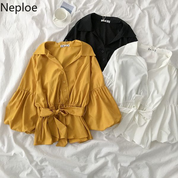 women's blouses & shirts nepploe korean womens and lantern long sleeve buttons turn down collar shirt belt slim waist blusas mujer 4a3, White
women's blouses & shirts nepploe korean womens and lantern long sleeve buttons turn down collar shirt belt slim waist blusas mujer 4a3, White
