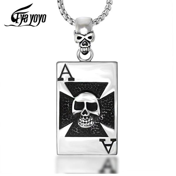 eyeyoyo men poker spades a necklace square card titanium steel pendant domineering skull pendant, Silver
eyeyoyo men poker spades a necklace square card titanium steel pendant domineering skull pendant, Silver