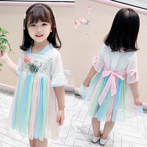 girls' summer embroidered dress gradient appliques chinese tang hanfu costumes toddler baby princess short sleeve vestidos, Red;yellow
girls' summer embroidered dress gradient appliques chinese tang hanfu costumes toddler baby princess short sleeve vestidos, Red;yellow