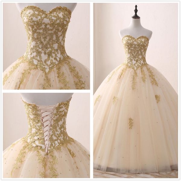 real images gold appliqued ball gown quinceanera dresses sweetheart tulle floor length sweet 16 dresses party dress vestidos 15 anos, Blue;red
real images gold appliqued ball gown quinceanera dresses sweetheart tulle floor length sweet 16 dresses party dress vestidos 15 anos, Blue;red