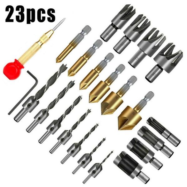 23pcs фаски зенковки кернер буровое долото 1/4" наборы шестигранным хвостовиком hss 5 flute зенковки 90 градусов деревообрабатывающий инстру
23pcs фаски зенковки кернер буровое долото 1/4" наборы шестигранным хвостовиком hss 5 flute зенковки 90 градусов деревообрабатывающий инстру