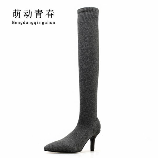 new women high heels boot knitting pointed toe 6cm heel sock boats autumn winter over the knee slim thigh boots mujer, Black
new women high heels boot knitting pointed toe 6cm heel sock boats autumn winter over the knee slim thigh boots mujer, Black