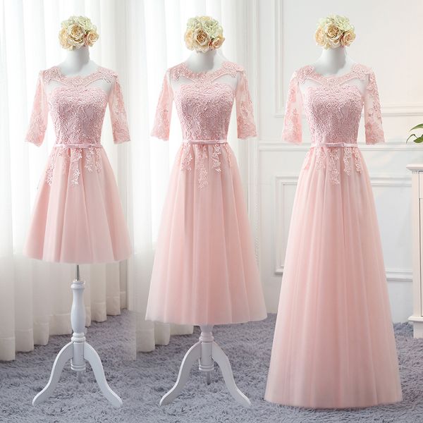 pink tulle long bridesmaid dresses 2020 half sleeves wedding party dress with lace appliques custom made, White;pink
pink tulle long bridesmaid dresses 2020 half sleeves wedding party dress with lace appliques custom made, White;pink