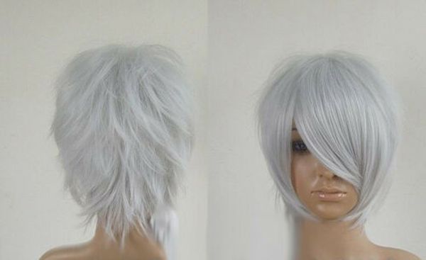 new fashion short silver gray straight cosplay anime women's hair wig wigs + cap, Black
new fashion short silver gray straight cosplay anime women's hair wig wigs + cap, Black