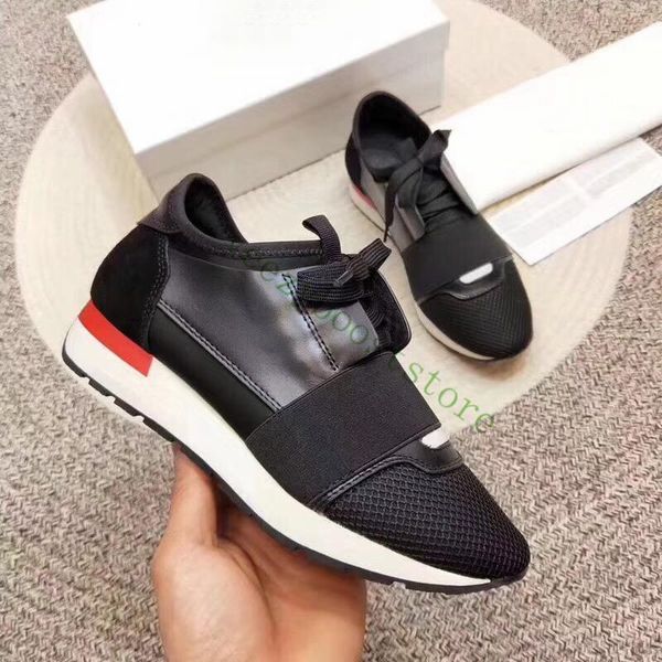 luxury designers race runner sneakers brand men women casual shoes genuine leather mesh pointed toe shoes outdoors trainers with box us5-11, Black 
luxury designers race runner sneakers brand men women casual shoes genuine leather mesh pointed toe shoes outdoors trainers with box us5-11, Black