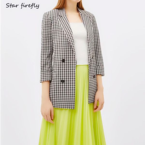 star firefly 2019 women blazer long-sleeved suit collar plaid blazer elegant girl casual clothing, White;black
star firefly 2019 women blazer long-sleeved suit collar plaid blazer elegant girl casual clothing, White;black