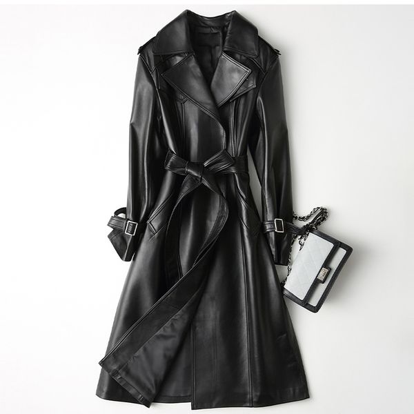 women's leather jacket genuine leather coats woman with belt gu long jacket on a synthetic winterizer raincoat female skin, Black
women's leather jacket genuine leather coats woman with belt gu long jacket on a synthetic winterizer raincoat female skin, Black