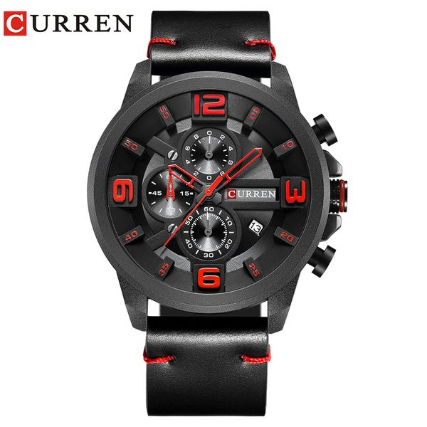

curren 2017 new brand chronograph quartz watch men sport fashion casual wristwatches for leather gift for man time, Slivery;brown
