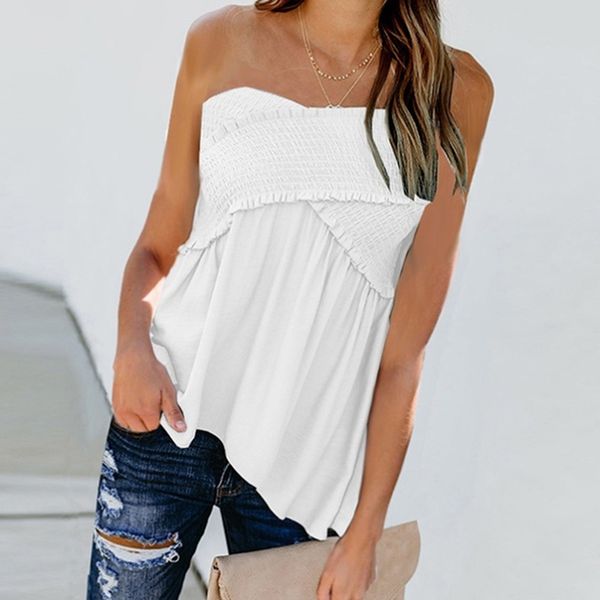 women ruffled temperament office lady t-shirt summer new style sleeveless 2020 female, White
women ruffled temperament office lady t-shirt summer new style sleeveless 2020 female, White