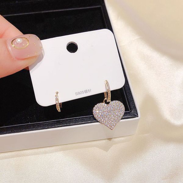 migga cz crystal heart earrings gold color asymmetric cubic zirconia drop earrings for women, Silver
migga cz crystal heart earrings gold color asymmetric cubic zirconia drop earrings for women, Silver