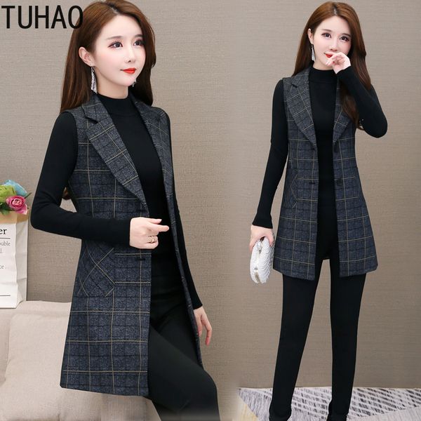tuhao 2019 autumn winter large size 5xl 4xl 3xl women's plaid suit sleeveless korean version long vest office lady elegant vests, Black;white
tuhao 2019 autumn winter large size 5xl 4xl 3xl women's plaid suit sleeveless korean version long vest office lady elegant vests, Black;white