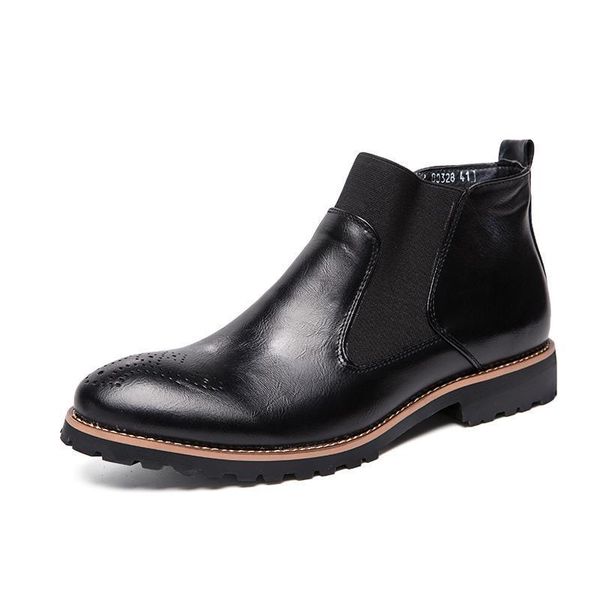 men's boots autumn leather boots brogue style mens breathable formal boots man high casual shoes, Black
men's boots autumn leather boots brogue style mens breathable formal boots man high casual shoes, Black
