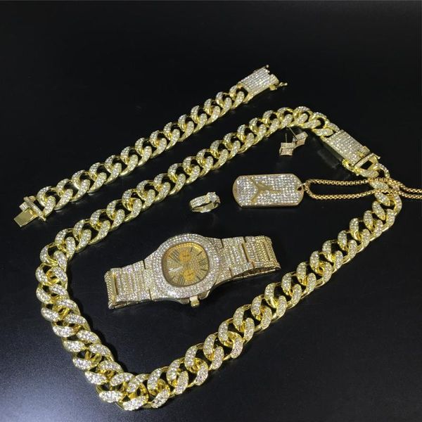 luxury men gold watch hip hop men cuban necklace & watch & braclete ring earrings combo set out cuban for men, Silver
luxury men gold watch hip hop men cuban necklace & watch & braclete ring earrings combo set out cuban for men, Silver