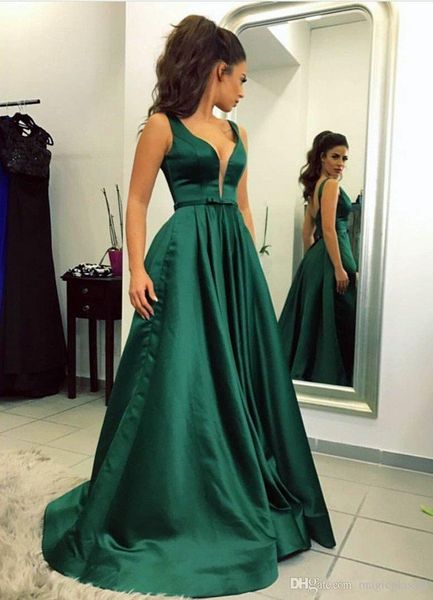 simple satin long prom dresses plus size a line v neck sleeveless dark green floor length 2019 formal evening wear custom made, Black
simple satin long prom dresses plus size a line v neck sleeveless dark green floor length 2019 formal evening wear custom made, Black