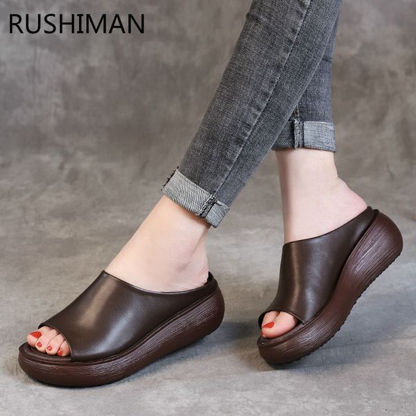 rushiman 2019 new national style went out to wear slope and word drag cake thick background leather cool slippers, Black
rushiman 2019 new national style went out to wear slope and word drag cake thick background leather cool slippers, Black