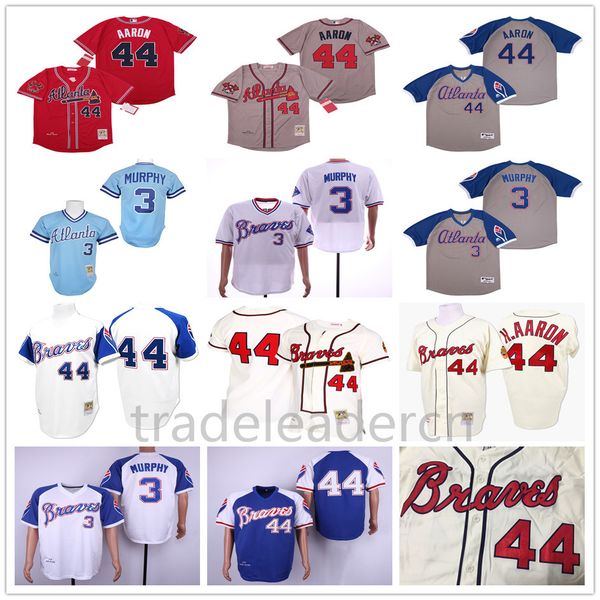 vintage atlanta 44 hank aaron h.aaron 3 dale murphy 10 chipper jones 1957 1963 1973 1974 1982's baseball jerseys, Blue;black
vintage atlanta 44 hank aaron h.aaron 3 dale murphy 10 chipper jones 1957 1963 1973 1974 1982's baseball jerseys, Blue;black