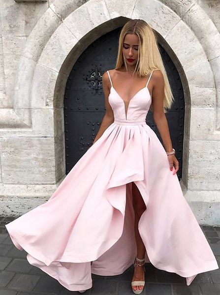 2021 pink satin hi lo prom dresses short arabic evening gowns women gala party formal dress, Black
2021 pink satin hi lo prom dresses short arabic evening gowns women gala party formal dress, Black