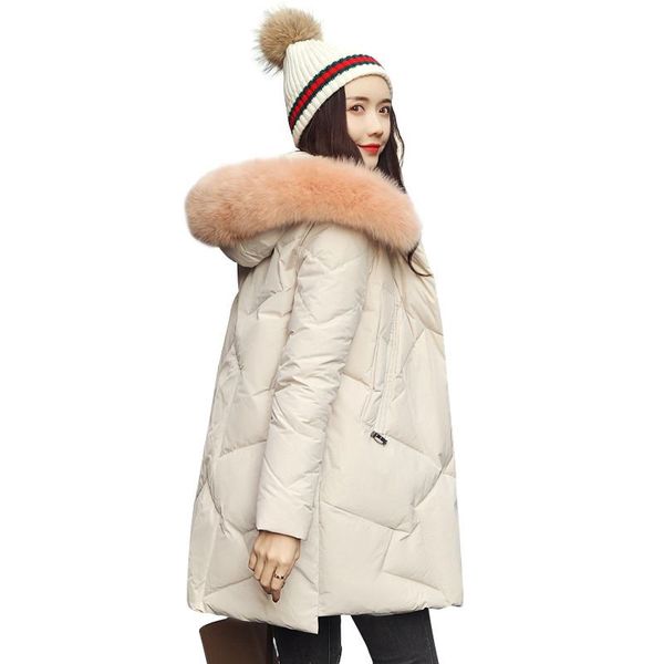 2019 new winter women large real fur collar hooded white duck down jacket ladies thicken warm loose coat casual parkas c126, Black
2019 new winter women large real fur collar hooded white duck down jacket ladies thicken warm loose coat casual parkas c126, Black