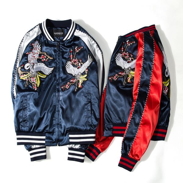 chinese style cranes printing designer bomber jackets mens new satin fabrics stand collar varsity coat mens designer jackets, Black;brown
chinese style cranes printing designer bomber jackets mens new satin fabrics stand collar varsity coat mens designer jackets, Black;brown