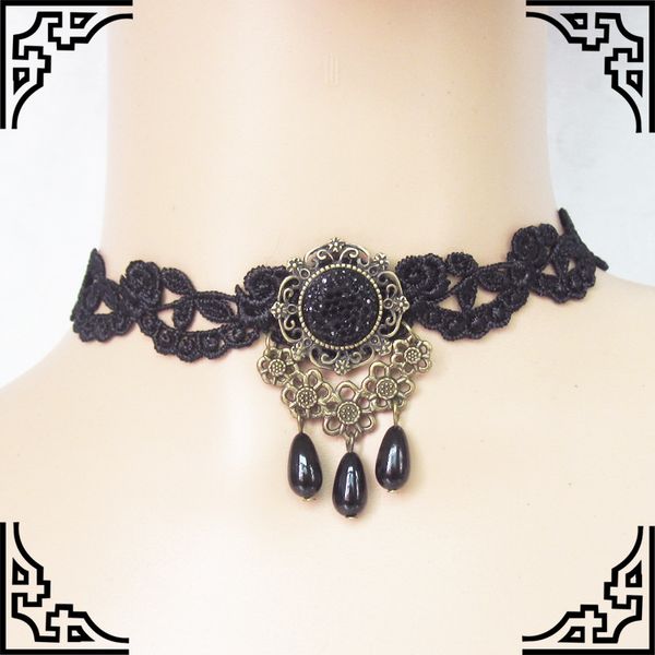 1pc women black lace& beads choker victorian steampunk style gothic collar necklace gift, Silver
1pc women black lace& beads choker victorian steampunk style gothic collar necklace gift, Silver