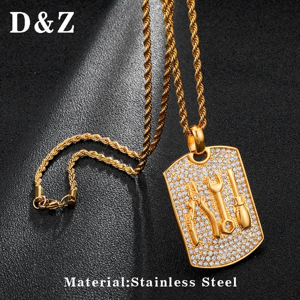 d&z iced out bling rhinestone tools dog tag pendant necklace gold color hip hop accessories for men jewelry, Silver
d&z iced out bling rhinestone tools dog tag pendant necklace gold color hip hop accessories for men jewelry, Silver