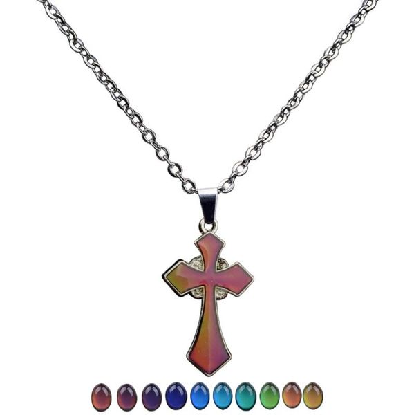 ins jesus christ cross emotional temperature color changing pendant stainless steel necklace for women and men, Silver
ins jesus christ cross emotional temperature color changing pendant stainless steel necklace for women and men, Silver