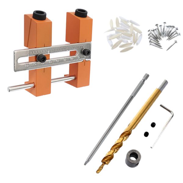 1 set adjustable double pocket hole jig system 9.5mm 3/8 inch drill bits doweling drilling jig punch locator woodworking drill g 
1 set adjustable double pocket hole jig system 9.5mm 3/8 inch drill bits doweling drilling jig punch locator woodworking drill g