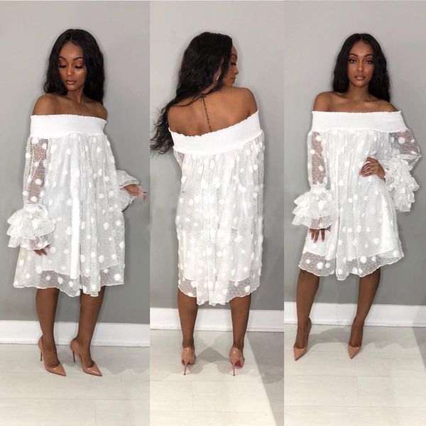 24ts829 women's casual polka dot jacquard shoulder pineapple sleeve loose large skirt set bohemian dresses fashion, Black;gray
24ts829 women's casual polka dot jacquard shoulder pineapple sleeve loose large skirt set bohemian dresses fashion, Black;gray