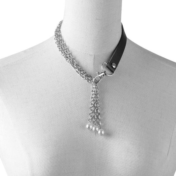fashion lady women leather bead metal chains collar necklace punk goth choker handmade black/brown, Golden;silver
fashion lady women leather bead metal chains collar necklace punk goth choker handmade black/brown, Golden;silver