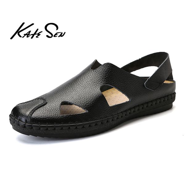 katesen new summer men sandals soft leather slippers breathable non-slip beach shoes men's slippers zapatos hombre men's shoes, Black
katesen new summer men sandals soft leather slippers breathable non-slip beach shoes men's slippers zapatos hombre men's shoes, Black