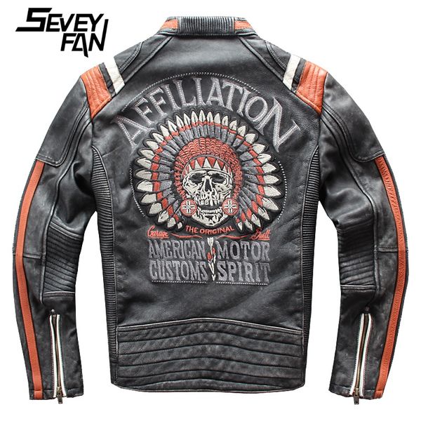 2019 vintage men's genuine leather motorcycle jacket black skull embroidery genuine cowhide biker coat for male
2019 vintage men's genuine leather motorcycle jacket black skull embroidery genuine cowhide biker coat for male
