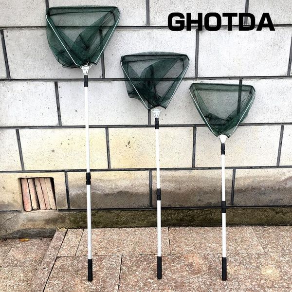 portable triangular brail folding fishing net landing net 150cm 170cm 210cm