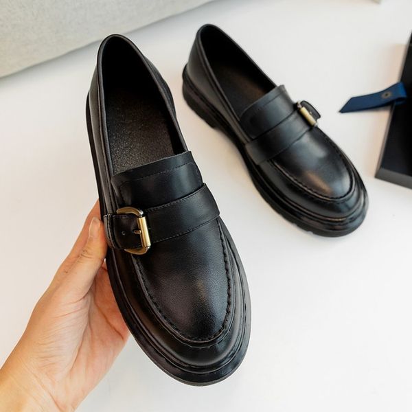 single shoes women's spring korean-style flat women's small leather shoes new style rivet belt buckle chunky heel brogue w, Black
single shoes women's spring korean-style flat women's small leather shoes new style rivet belt buckle chunky heel brogue w, Black